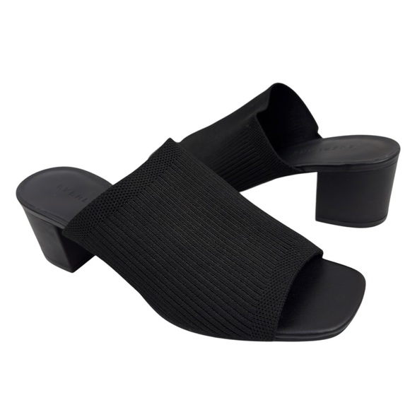 Everlane The Glove Mule in ReKnit Womens Size 7 Knit Fabric Black Block Heel - Picture 2 of 16